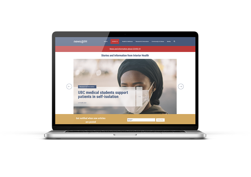 hiilite-interior-health-website-design-development-news-portal-laptop healthcare organization marketing new website on laptop