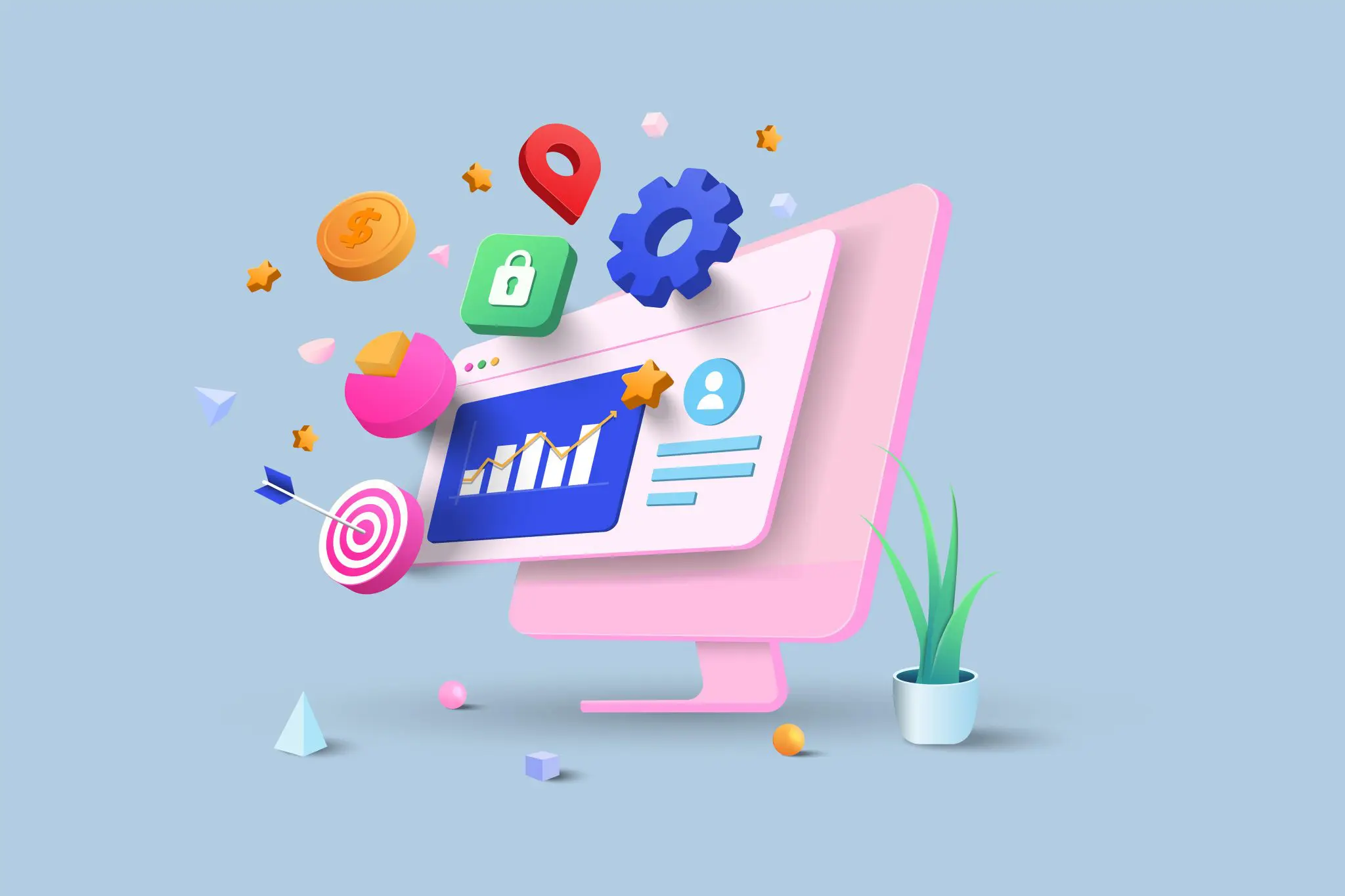 Modern 3d illustration of Seo analysis concept