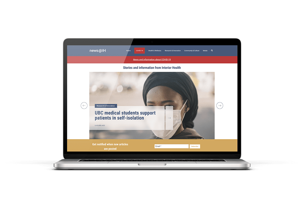 healthcare organization marketing new website on laptop