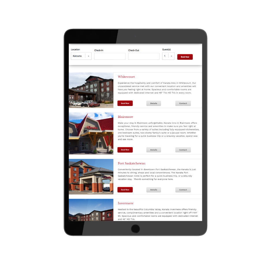 tourism and hotel marketing responsive web design on tablet