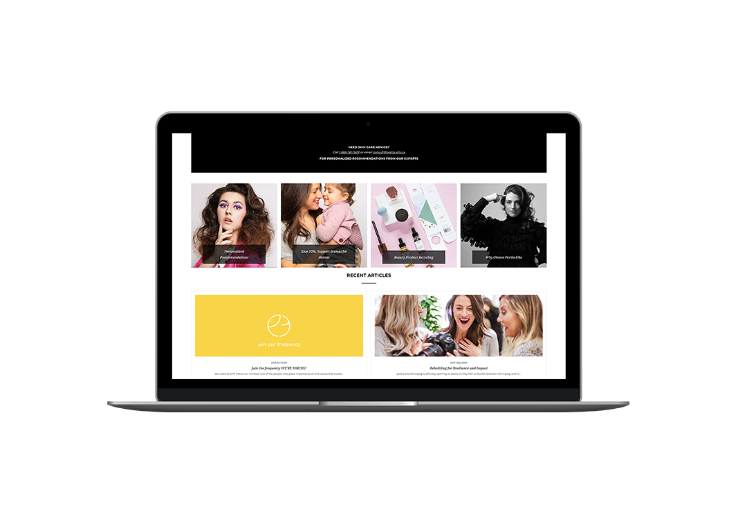 organic makeup online store redesign on laptop