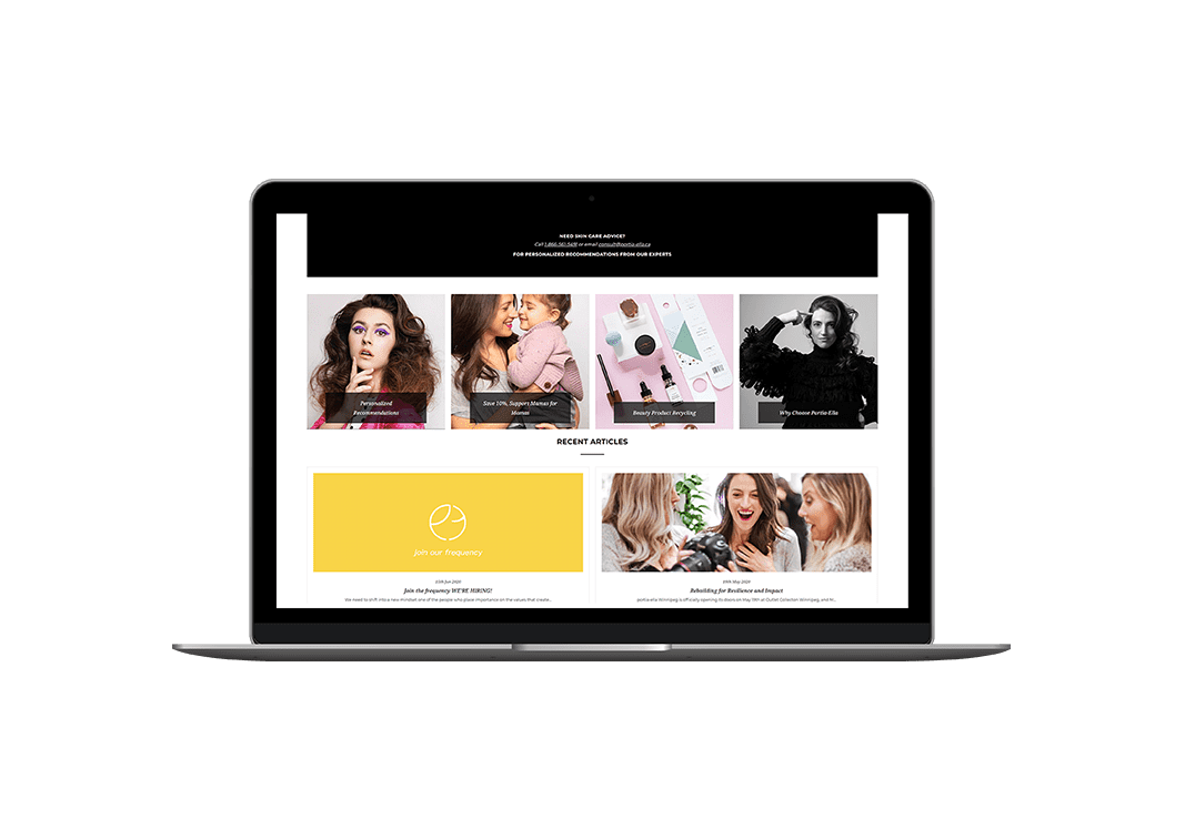 organic makeup online store redesign on laptop