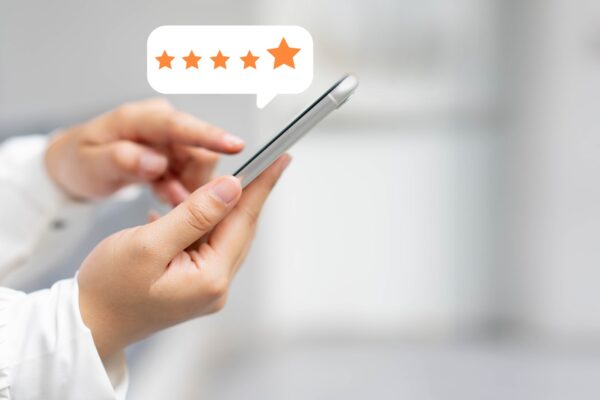 Leaving product reviews on mobile device