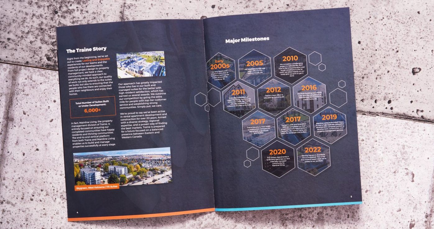 Traine print design corporate brochure