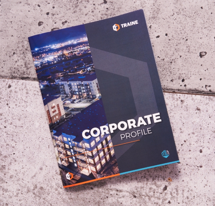 Traine print design corporate profile book